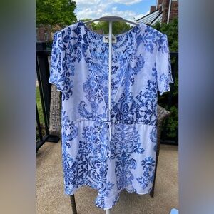 Show Me Your Mumu Ta-Ha Romper size Medium. Blue & white. EUC